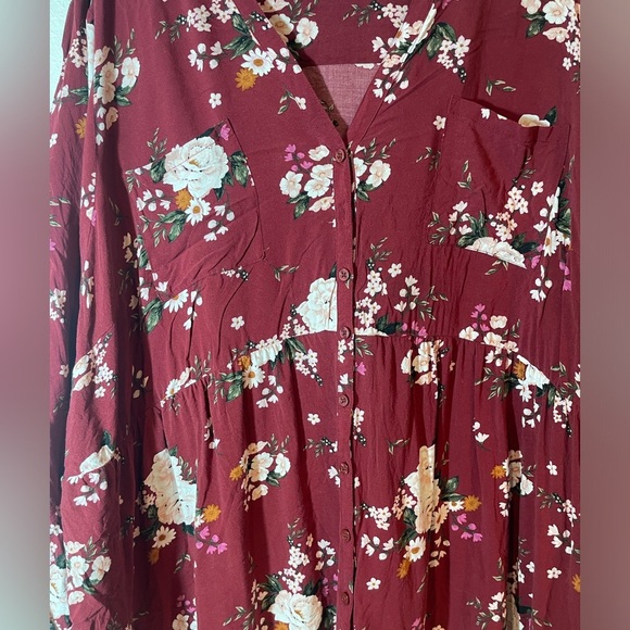 Torrid Burgundy Floral Babydoll Tunic - Size 5 - Picture 4 of 10